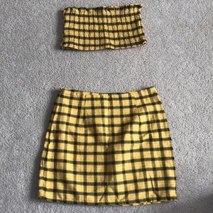 Black and yellow schoolgirl top and skirt set